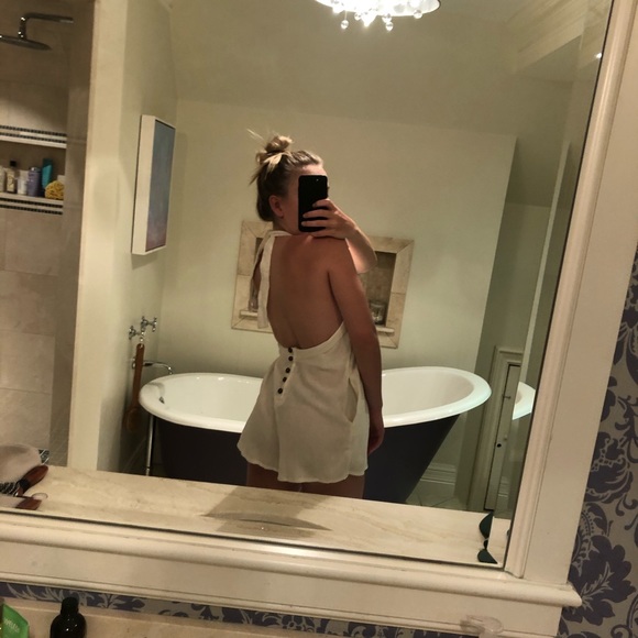 Free People linen cut out romper - Picture 3 of 5